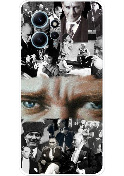 Redmi Note 12 4g Uyumlu Atatürk Renkli Kolaj Gözler Baskılı Silikon Kılıf