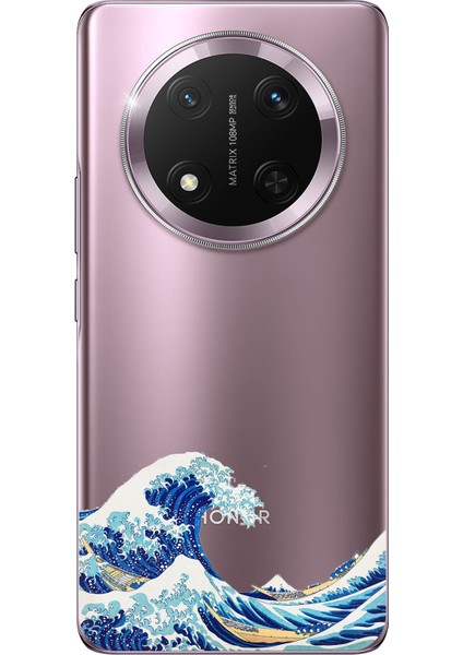Honor Magic 7 Lite Uyumlu Kanagawa Oki Nami Ura Dalgası Tasarımlı Baskılı Silikon Kılıf