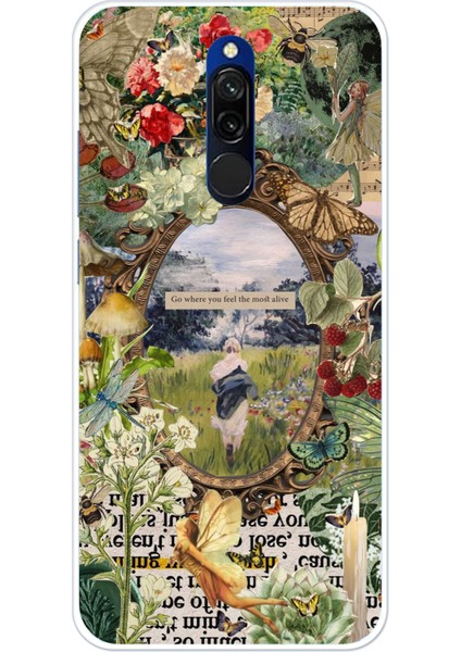 Redmi 8 Uyumlu Yeşil Doğa Baskılı Silikon Kılıf