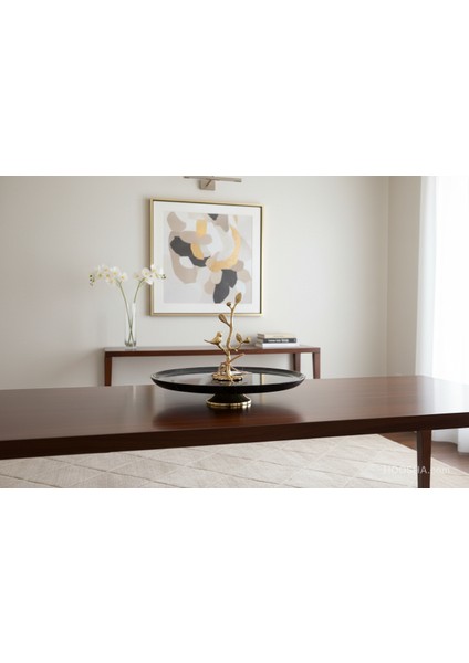 Dekoratıd Mermer Taşlı Bronz Desenli Tabak