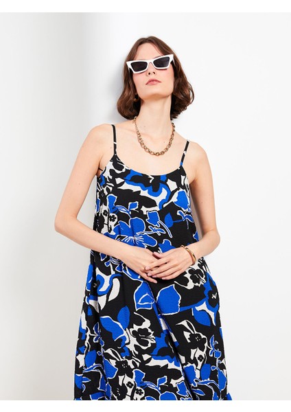 Yeni Sezon U Yaka Desenli Askılı Elbise modelleri