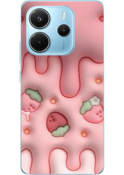 Redmi Note 14 4g Uyumlu Çilekli Pasta Baskılı Silikon Kılıf