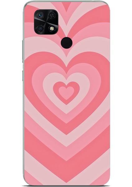 Redmi 10C - Poco C40 Uyumlu Pembe Kalpler Baskılı Silikon Kılıf