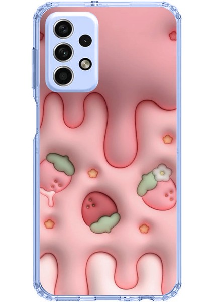 Samsung Galaxy A33 Uyumlu Çilekli Pasta Baskılı Silikon Kılıf