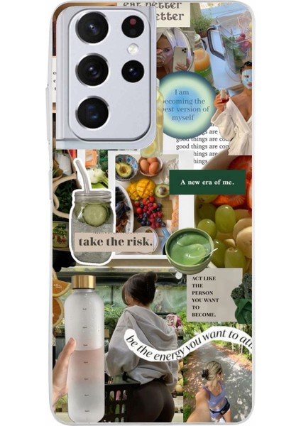 Samsung Galaxy S21 Ultra Uyumlu Sağlıklı Yaşam Diyet Motivasyon Baskılı Silikon Kılıf