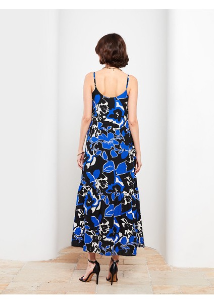 Yeni Sezon U Yaka Desenli Askılı Elbise indirimleri