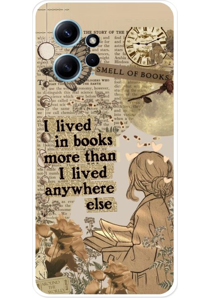 Redmi Note 12 4g Uyumlu Kitap Okuyan Kadın Retro Baskılı Silikon Kılıf