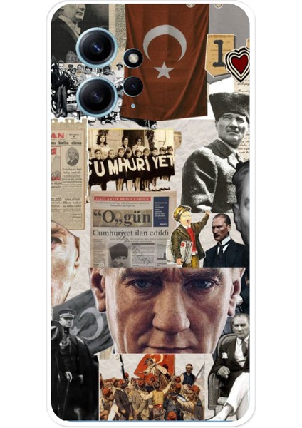 Redmi Note 12 4g Uyumlu Atatürk Cumhuriyet Kolaj Baskılı Silikon Kılıf