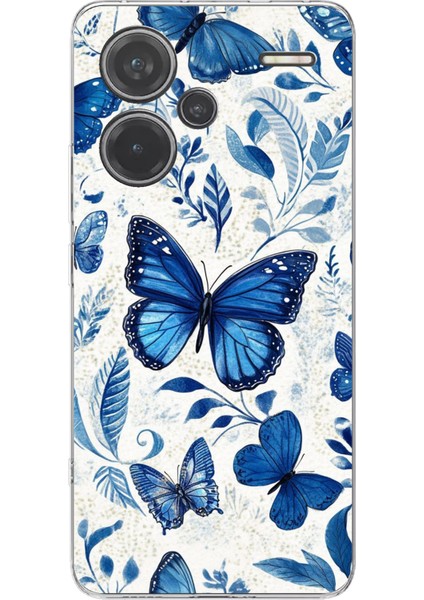 Redmi Note 13 Pro Plus 5g Uyumlu Mavi Kelebekler Baskılı Silikon Kılıf