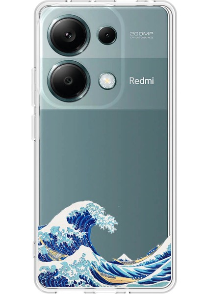 Redmi Note 13 Pro 4g Uyumlu Kanagawa Oki Nami Ura Dalgası Tasarımlı Baskılı Silikon Kılıf