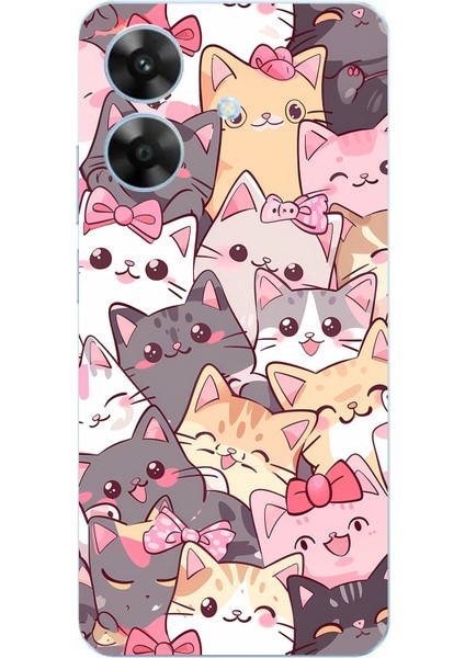 Realme Note 60 Uyumlu Sevimli Kediler Baskılı Silikon Kılıf