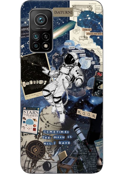 Xiaomi Mi 10T - 10T Pro Uyumlu Retro Astronot Tasarımlı Baskılı Silikon Kılıf