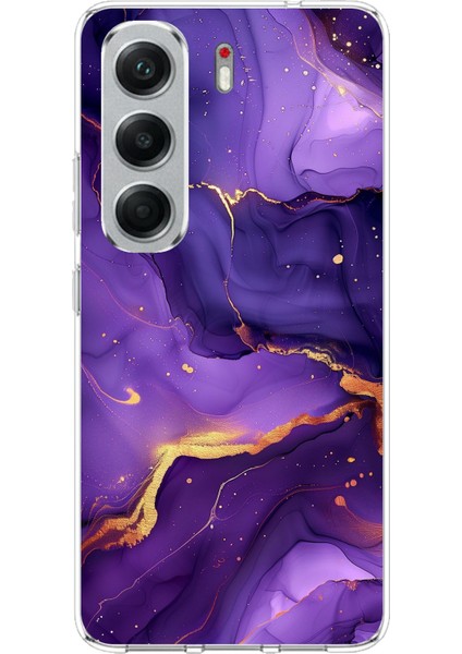 Tecno Camon 40 Pro Uyumlu Ametist Taşı Mor Mermer Baskılı Silikon Kılıf
