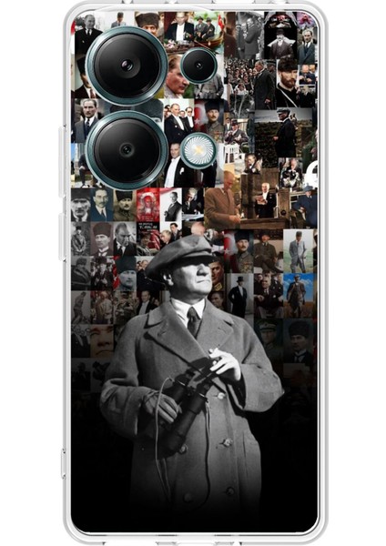 Redmi Note 13 Pro 4g Uyumlu Atatürk Portre Kolaj Baskılı Silikon Kılıf