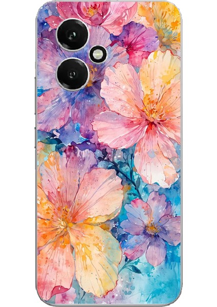 Honor 400 Uyumlu Renkli Çiçekler Sulu Boya Baskılı Silikon Kılıf