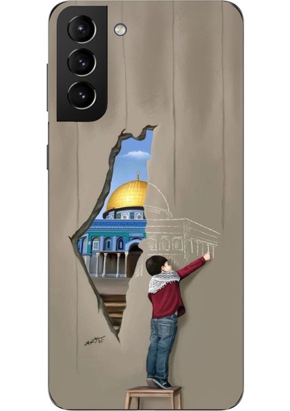 Samsung Galaxy S21 Plus Uyumlu Mescid-I Aksa Duvar Baskılı Silikon Kılıf