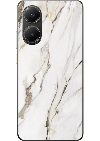 Poco X7 Pro Uyumlu Beyaz Mermer Baskılı Silikon Kılıf