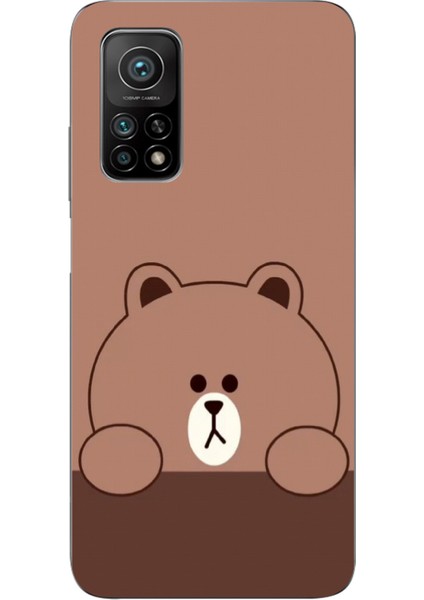 Xiaomi Mi 10T - 10T Pro Uyumlu Kahverengi Ayı Tasarımlı Baskılı Silikon Kılıf