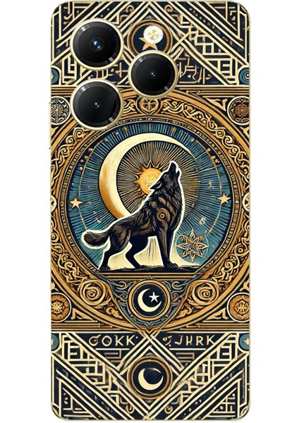 Tecno Spark 20 Pro Uyumlu Yalnız Kurt Göktürk Baskılı Silikon Kılıf