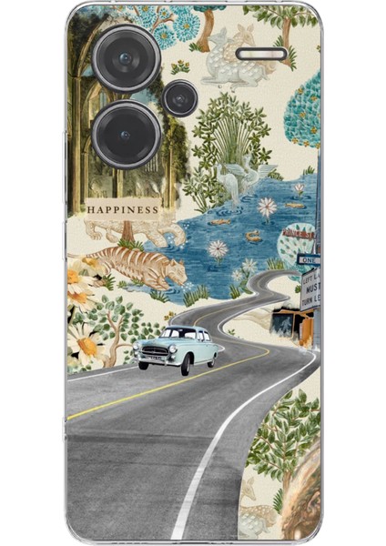 Redmi Note 13 Pro Plus 5g Uyumlu Yeşil Sanatsal Yol Çiçekler Baskılı Silikon Kılıf