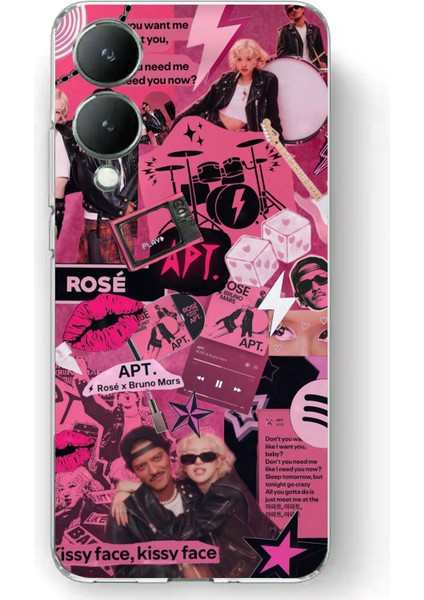 Vivo Y17S Uyumlu Blackpink Kolaj Baskılı Silikon Kılıf