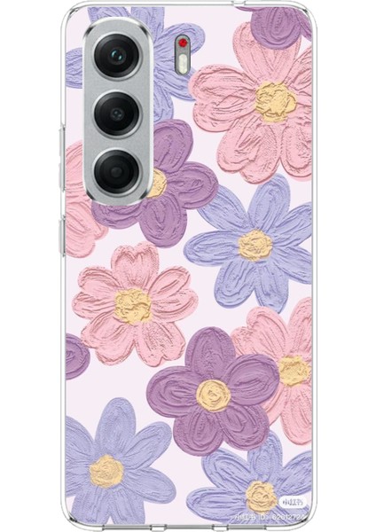 Tecno Camon 40 Pro Uyumlu Renkli Papatyalar Sulu Boya Baskılı Silikon Kılıf