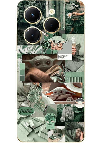 Tecno Spark 20 Pro Uyumlu Yoda Kolaj Baskılı Silikon Kılıf