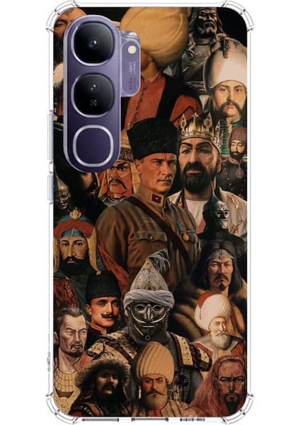Vivo V40 Lite Uyumlu Türk Büyükleri Kolaj Baskılı Silikon Kılıf