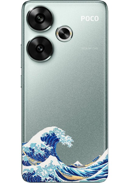 Poco F6 Uyumlu Kanagawa Oki Nami Ura Dalgası Tasarımlı Baskılı Silikon Kılıf
