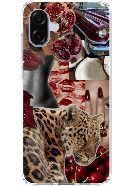 Samsung Galaxy A07 Uyumlu Leopar Kırmızı Vibes Baskılı Silikon Kılıf