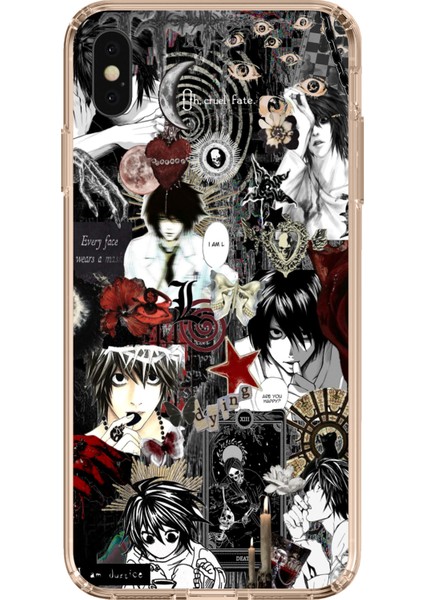 iPhone Xs Max Uyumlu Death Note Kolaj Tasarımlı Baskılı Silikon Kılıf