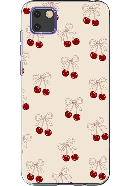 Huawei Y5P Uyumlu Fiyonklu Kirazlar Baskılı Silikon Kılıf