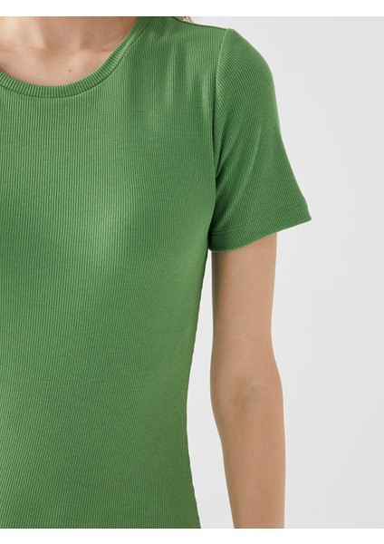 Yeni Sezon Bisiklet Yaka Düz Kısa Kollu Elbise fırsatları