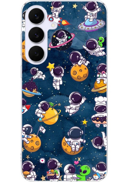 Samsung Galaxy S25 Fe Uyumlu Minik Astronotlar Uzayda Baskılı Silikon Kılıf