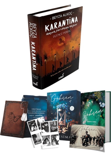Özel Seri-Gökçen 4 - Ciltli Hediyeli Kutu ve Karantina 3 Ciltli Beyza Alkoç 2li Set