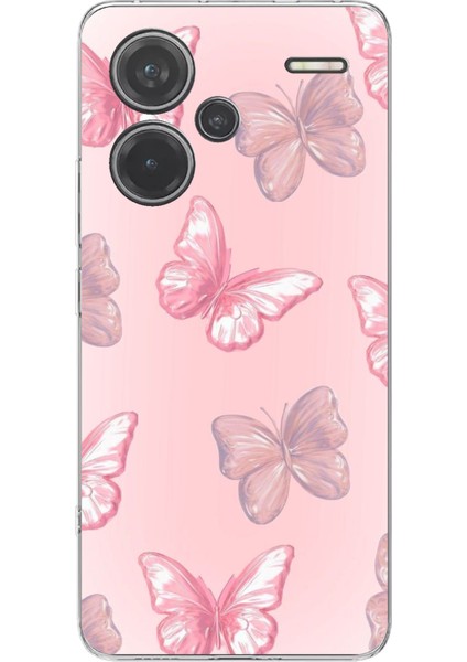 Redmi Note 13 Pro Plus 5g Uyumlu Pembe Kelebekler Baskılı Silikon Kılıf