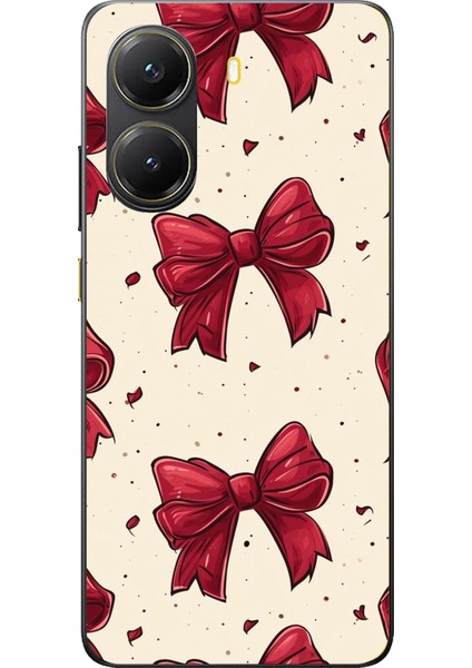 Poco X7 Pro Uyumlu Büyük Kırmızı Fiyonklar Baskılı Silikon Kılıf