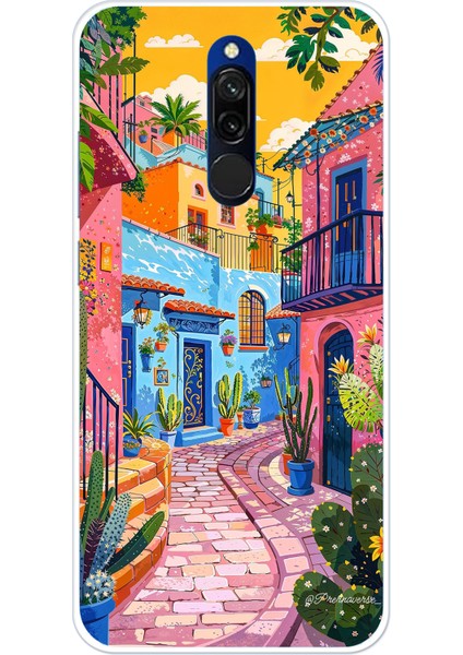 Redmi 8 Uyumlu Renkli Sanat Sokak Silikon Kılıf