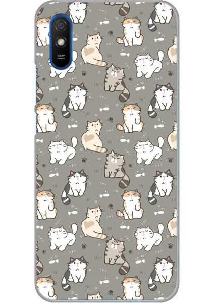 Redmi 9A Uyumlu Minik Sevimli Kediler Baskılı Silikon Kılıf