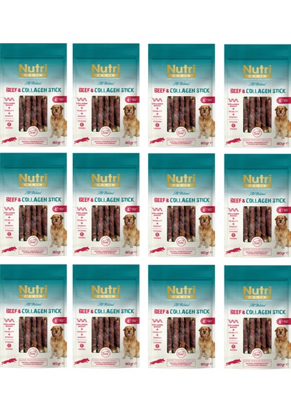 Sığır Eti Sargılı Kolajen Çubuk Tahılsız Köpek Et Ödülü 80 Gr. x 12 Adet