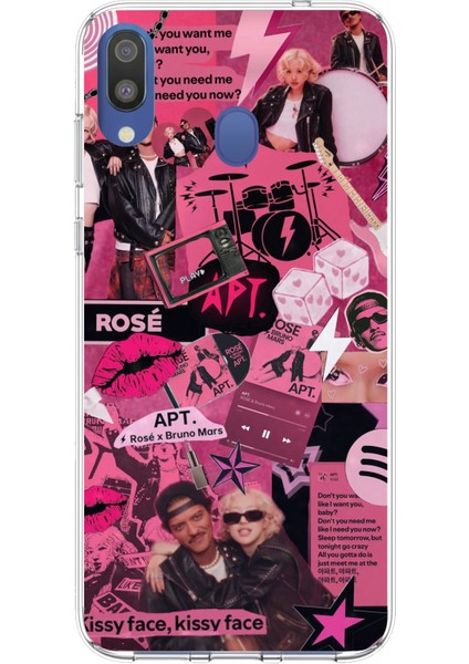 Samsung Galaxy M20 Uyumlu Blackpink Kolaj Baskılı Silikon Kılıf