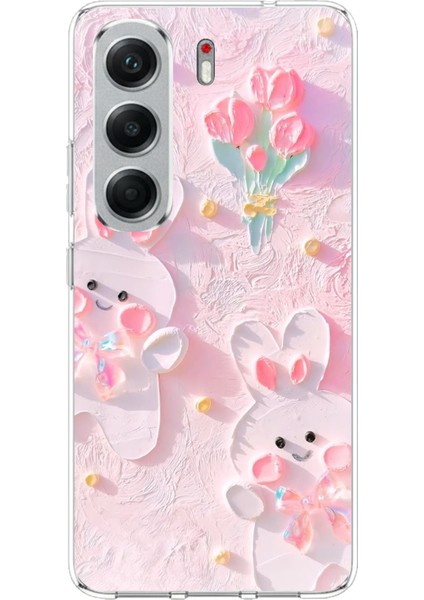 Tecno Camon 40 Pro Uyumlu Sevimli Tavşanlar Baskılı Silikon Kılıf