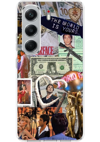 Tecno Camon 40 Pro Uyumlu Scarface Kolaj Tasarımlı Baskılı Silikon Kılıf