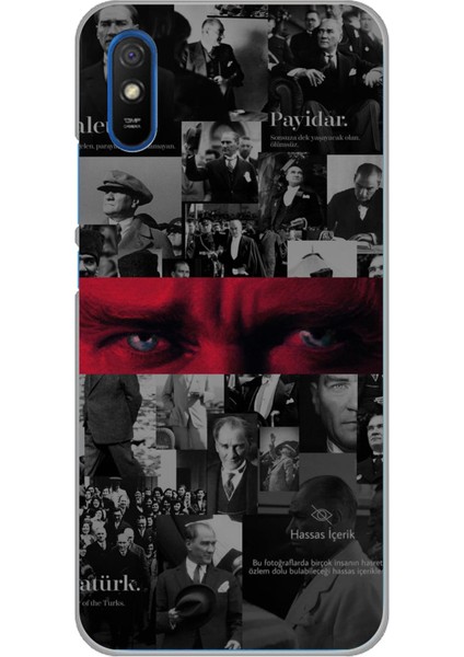 Redmi 9A Uyumlu Atatürk Gözler Tasarım Baskılı Silikon Kılıf
