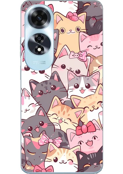 Oppo A60 Uyumlu Sevimli Kediler Baskılı Silikon Kılıf