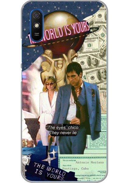 Redmi 9A Uyumlu Elvira Hancock & Tony Montana Tasarımlı Baskılı Silikon Kılıf