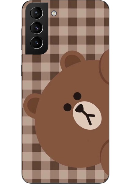 Samsung Galaxy S21 Plus Uyumlu Kahverengi Ayı Yan Tasarımlı Baskılı Silikon Kılıf