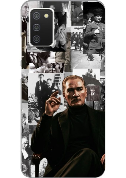 Samsung Galaxy A02S Uyumlu Mustafa Kemal Atatürk Kolaj Baskılı Silikon Kılıf