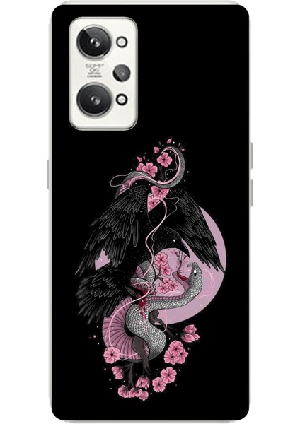 Realme Gt2 Pro Uyumlu Pembe Siyah Yılan Baskılı Silikon Kılıf