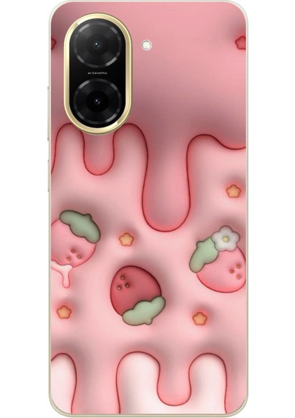 Redmi A5 Uyumlu Çilekli Pasta Baskılı Silikon Kılıf